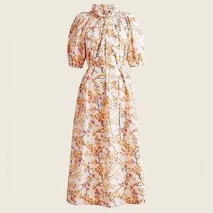 J.Crew Smocked neck puff-sleeve dress in cherry blossoms XS NWT